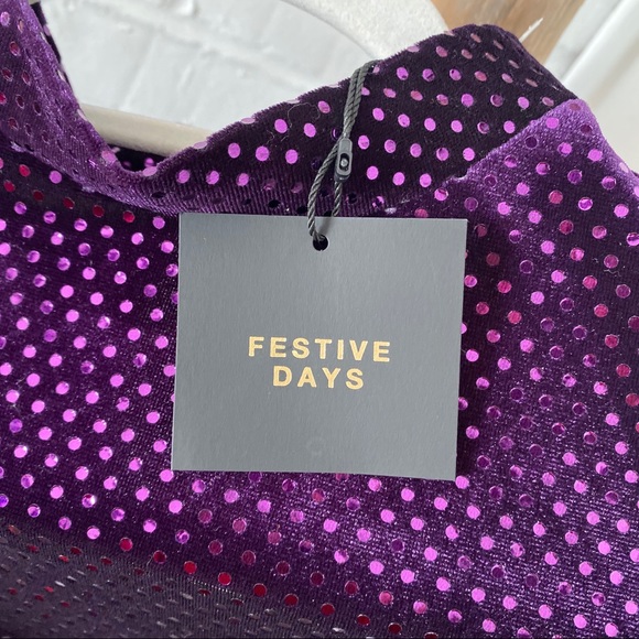 π ZARA FESTIVE DAYS PURPLE SEQUIN MOCK NECK MAXI DRESS! - Picture 8 of 16